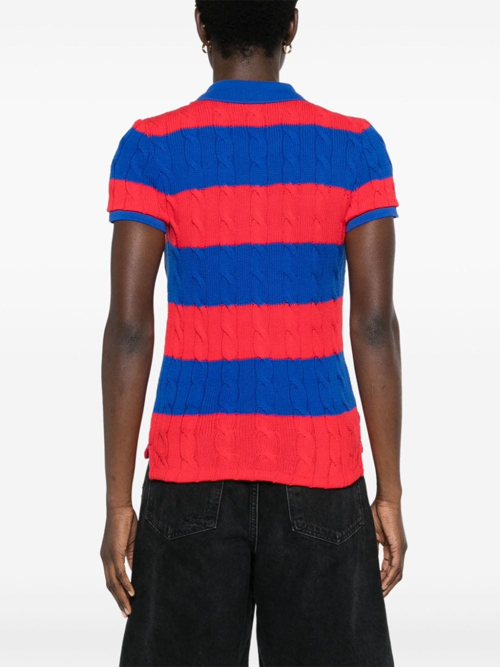 Shop Polo Ralph Lauren Polo Pony Cable-knit Polo Shirt In Red
