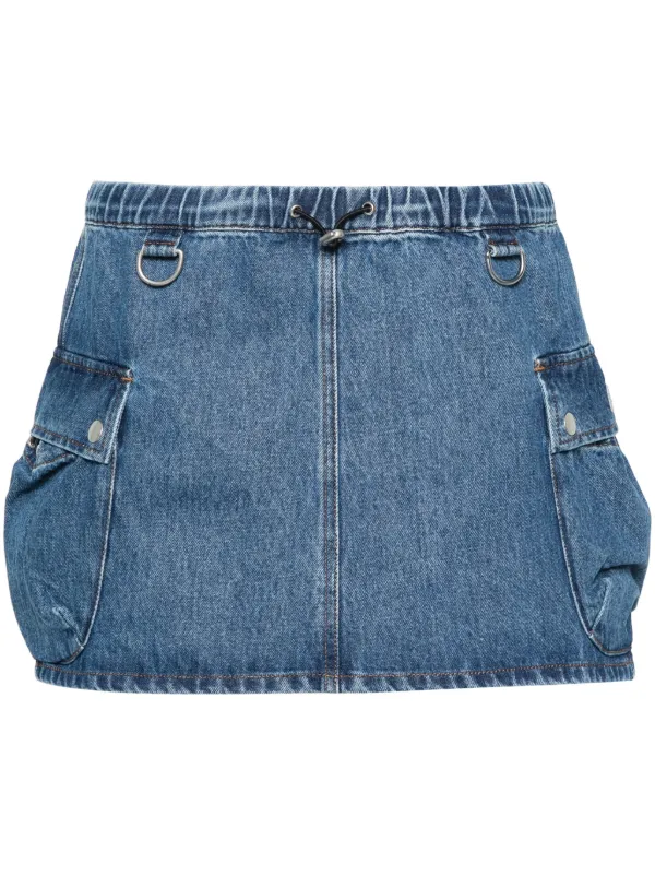 スカート Coperni Blue Miniskirt With Logo Patch On The Rear Coperni Blue Miniskirt With Logo Patch On The Rear And