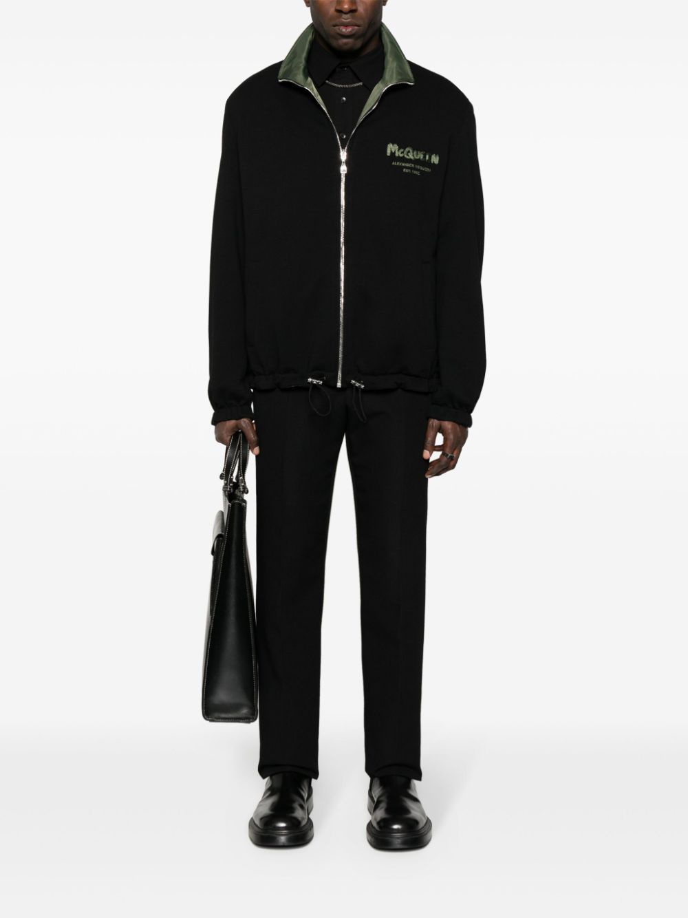 Alexander McQueen logo-embroidered reversible bomber jacker - Zwart