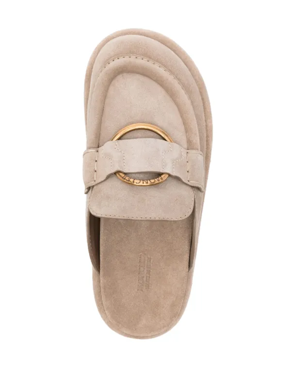 Moncler Bell Suede Mules | Neutrals | FARFETCH ID