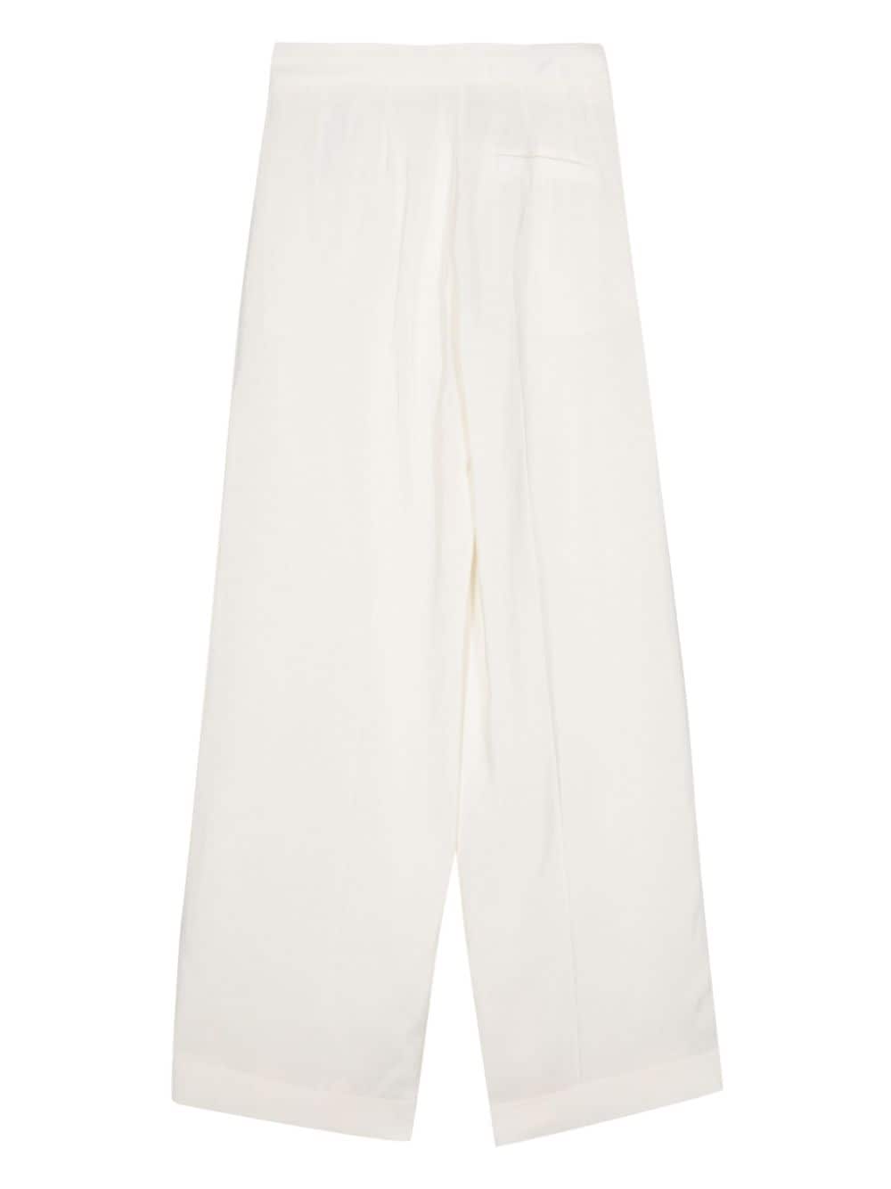 Shop Semicouture High-waist Wide-leg Trousers In White