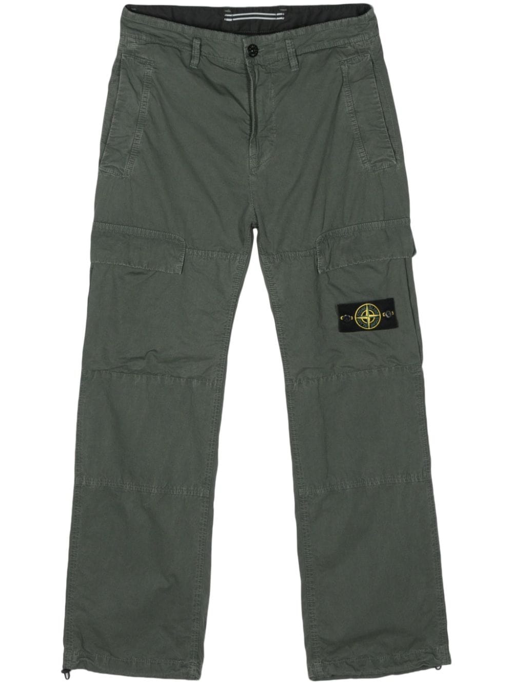 Stone Island Compass-badge Straight Trousers In Green