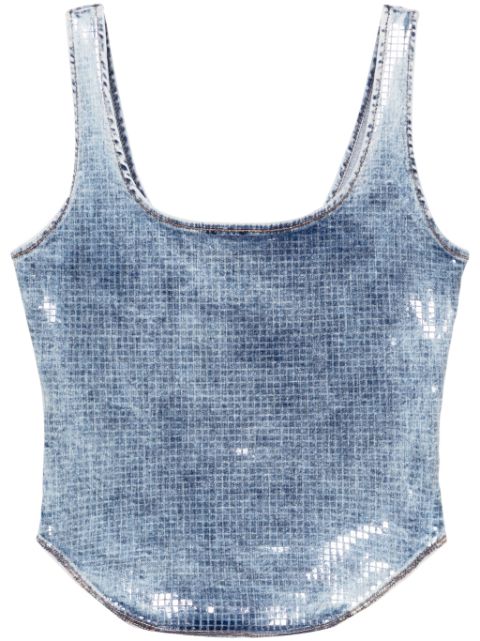 Diesel Oval D-embroidered denim tank top Women