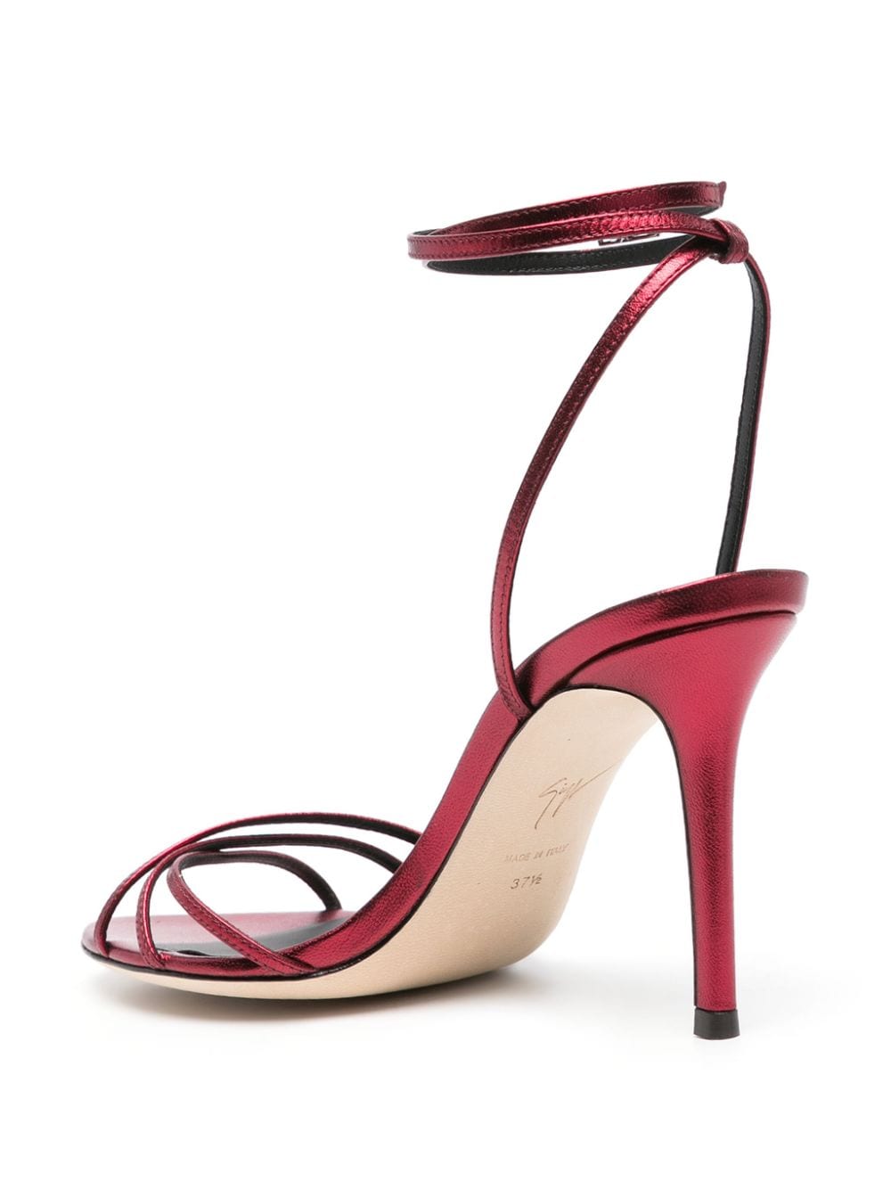 Shop Giuseppe Zanotti 100mm Metallic Leather Strapy Sandals In Red
