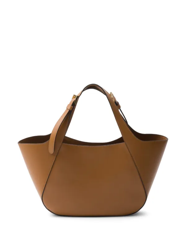 Prada Medium triangle-logo Tote Bag | Brown | FARFETCH