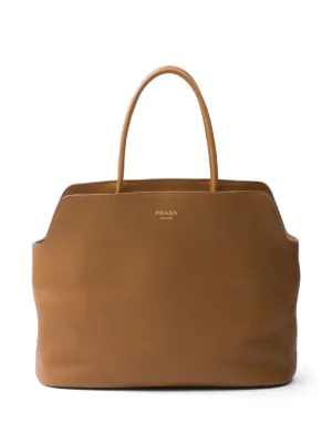 Prada ロゴ レザートートバッグ | ブラウン | FARFETCH JP