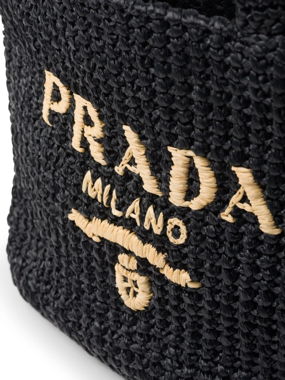 Shop Prada Small Crochet Tote Bag In Schwarz