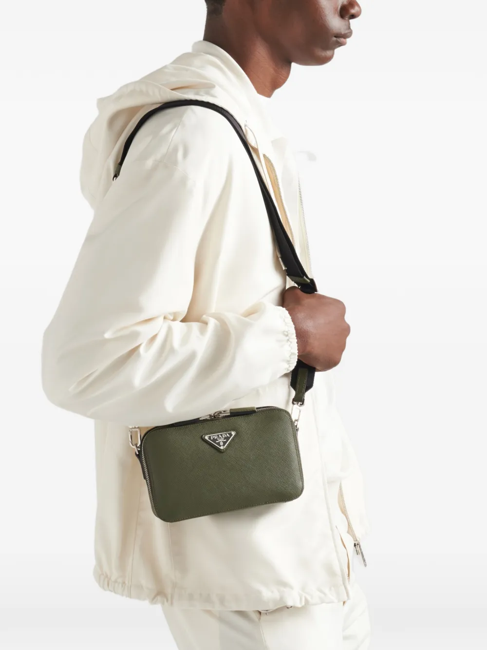 Prada Small Brique Messenger Bag | Green | FARFETCH