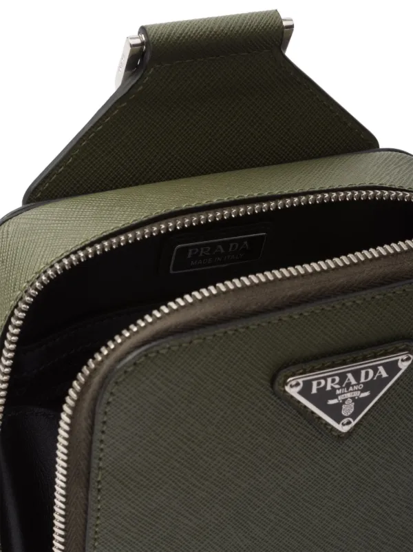 Prada Brique Leather Shoulder Bag | Green | FARFETCH
