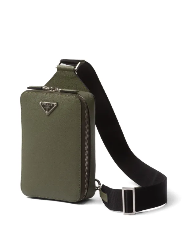 Prada Brique Leather Shoulder Bag | Green | FARFETCH