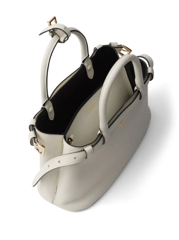 Prada Small Buckle Tote Bag | White | FARFETCH