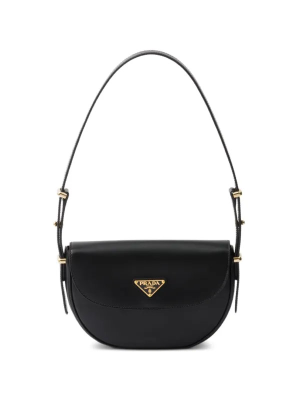 Prada アーケ レザーショルダーバッグ | ブラック | FARFETCH JP