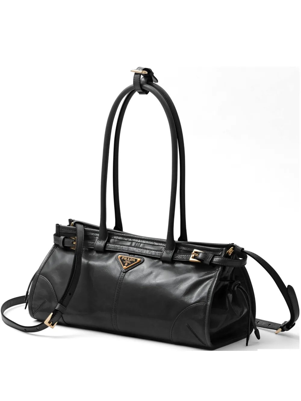 Prada Bonnie レザー ハンドバッグ M | ブラック | FARFETCH JP