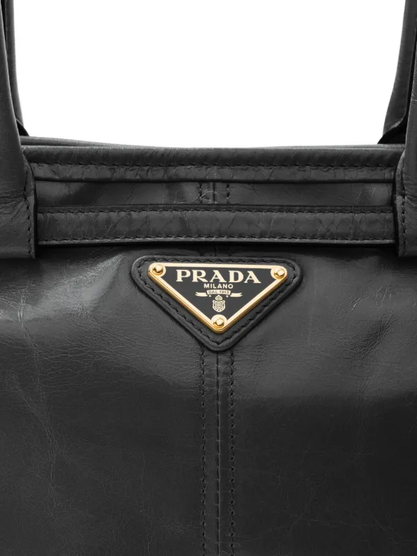 Prada Bonnie レザー ハンドバッグ M | ブラック | FARFETCH JP