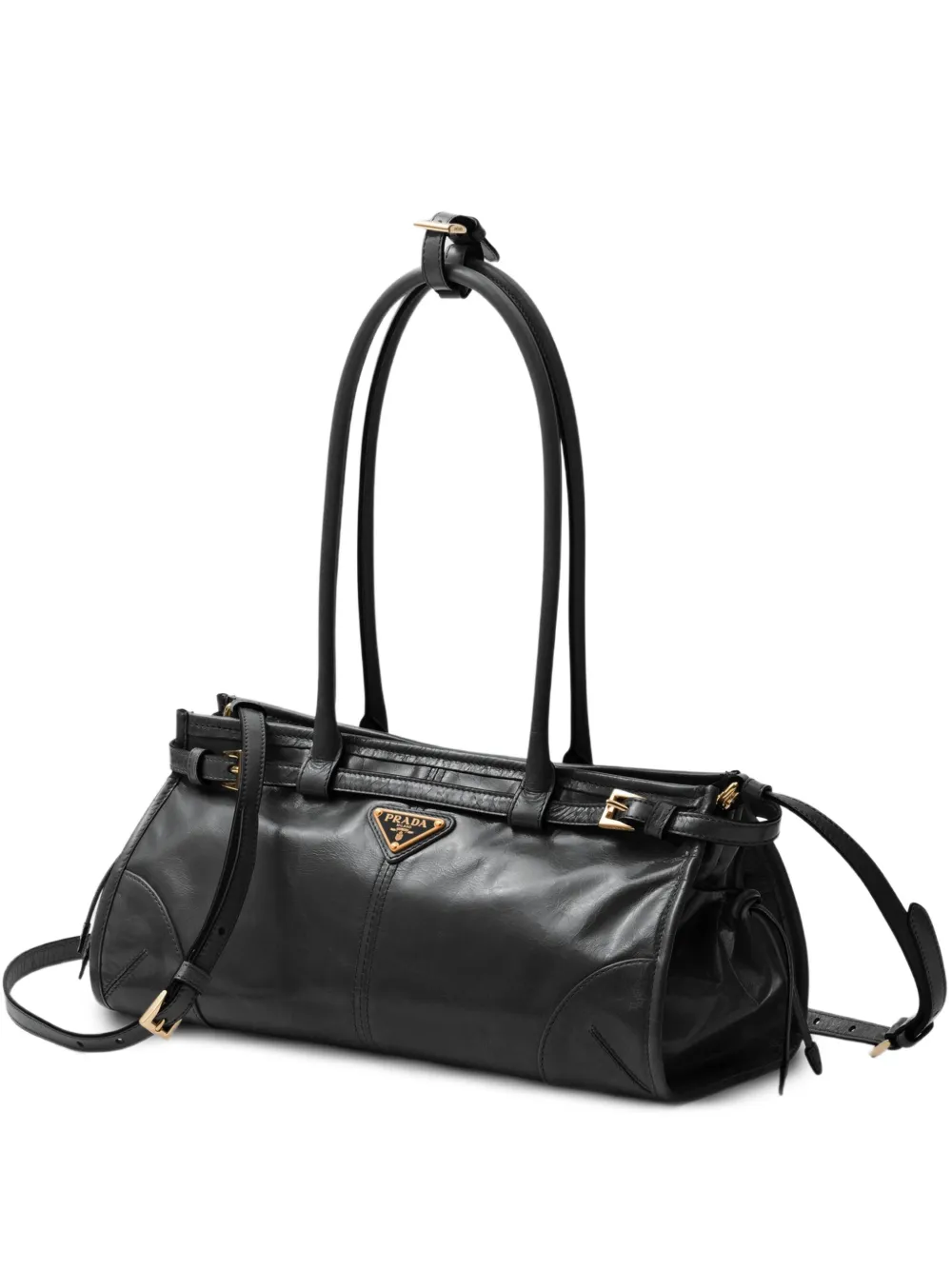 Prada Bonnie レザー ハンドバッグ M | ブラック | FARFETCH JP