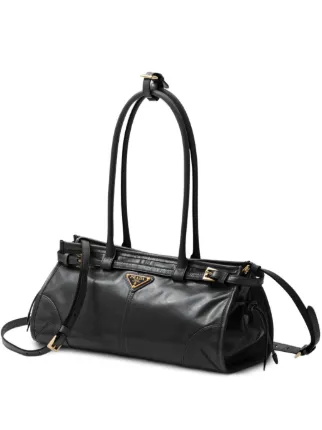 Prada Bonnie レザー ハンドバッグ M | ブラック | FARFETCH JP