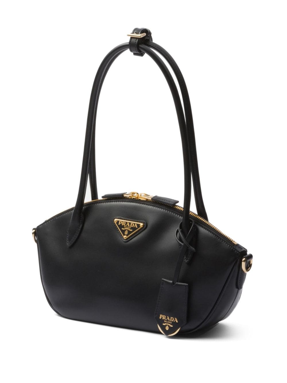 Shop Prada Small Leather Handbag In Schwarz