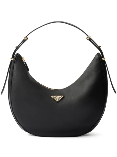 Prada large logo-plaque leather shoulder bag