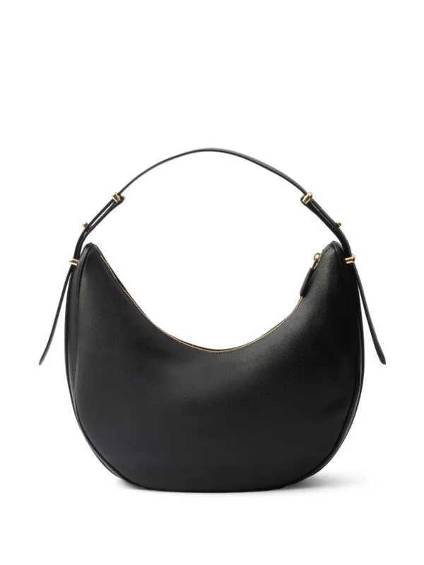 Prada Large logo-plaque Leather Shoulder Bag | Black