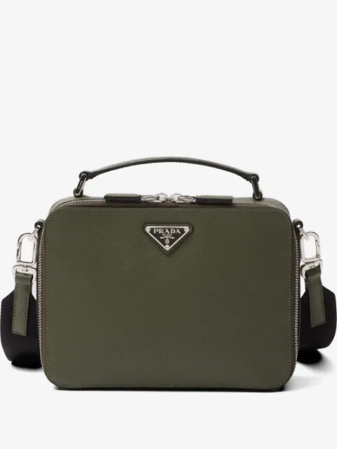 Prada Mittelgroße Saffiano-Tasche mit emailliertem Triangel-Logo