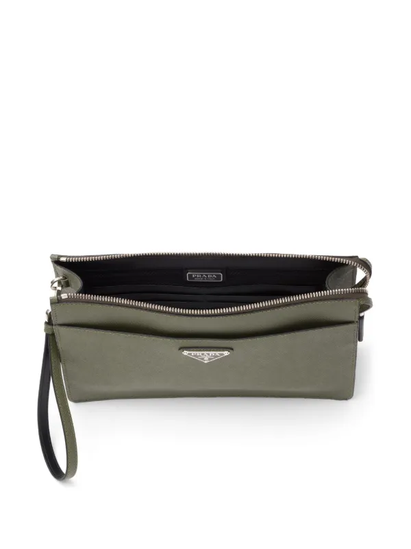 Prada サフィアーノレザー クラッチバッグ | ブラック | FARFETCH JP