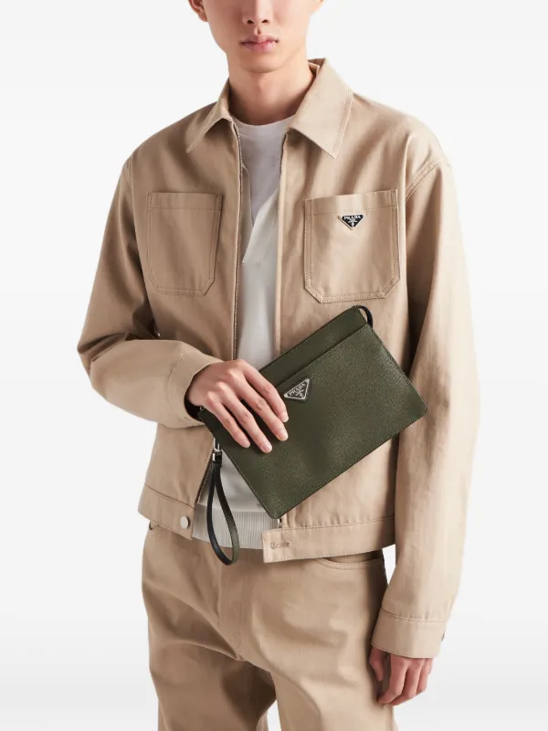 Prada サフィアーノレザー クラッチバッグ | ブラック | FARFETCH JP
