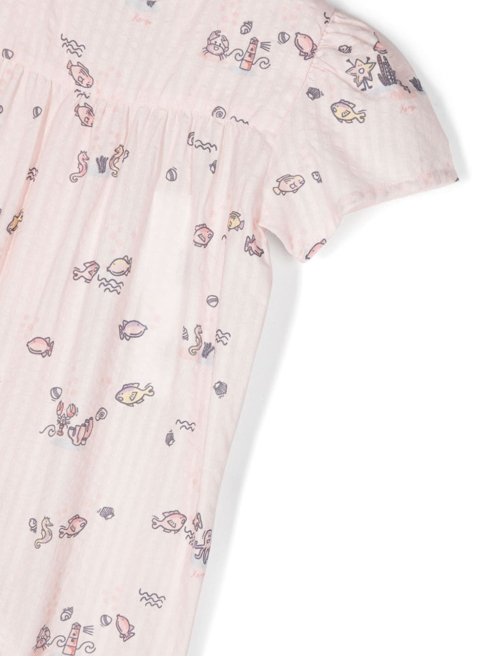 Shop Kenzo Sea Life-print Seersucker Romper In Pink