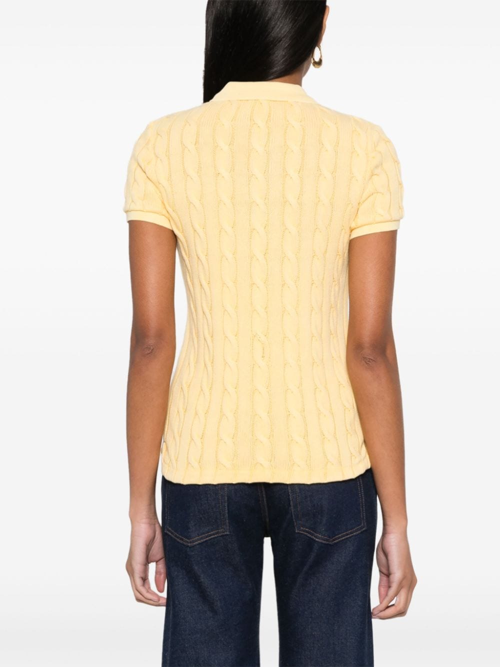Shop Polo Ralph Lauren Polo Pony Knitted Polo Shirt In Yellow