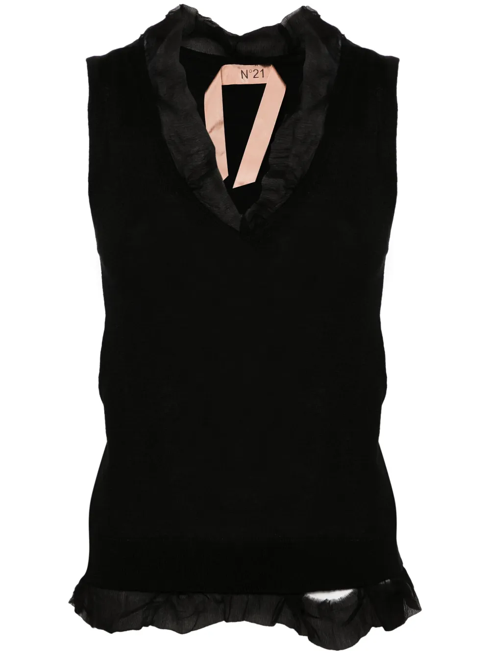 N°21 V-neck Virgin Wool Top In Black