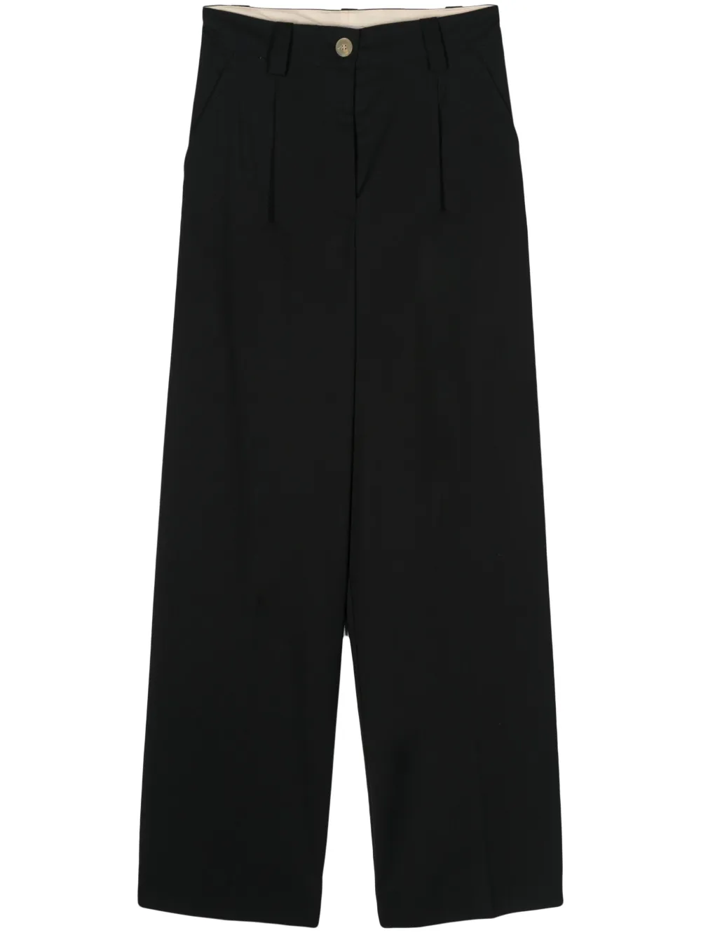 Alysi High-waist Wide-leg Trousers In Black