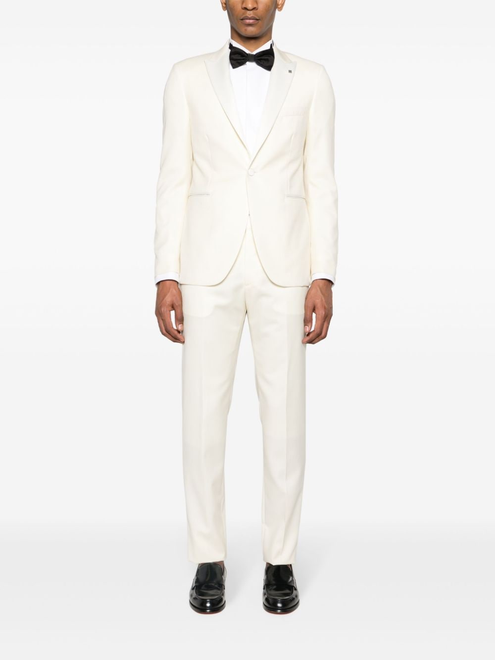 Shop Tagliatore Peak-lapels Single-breasted Suit In White