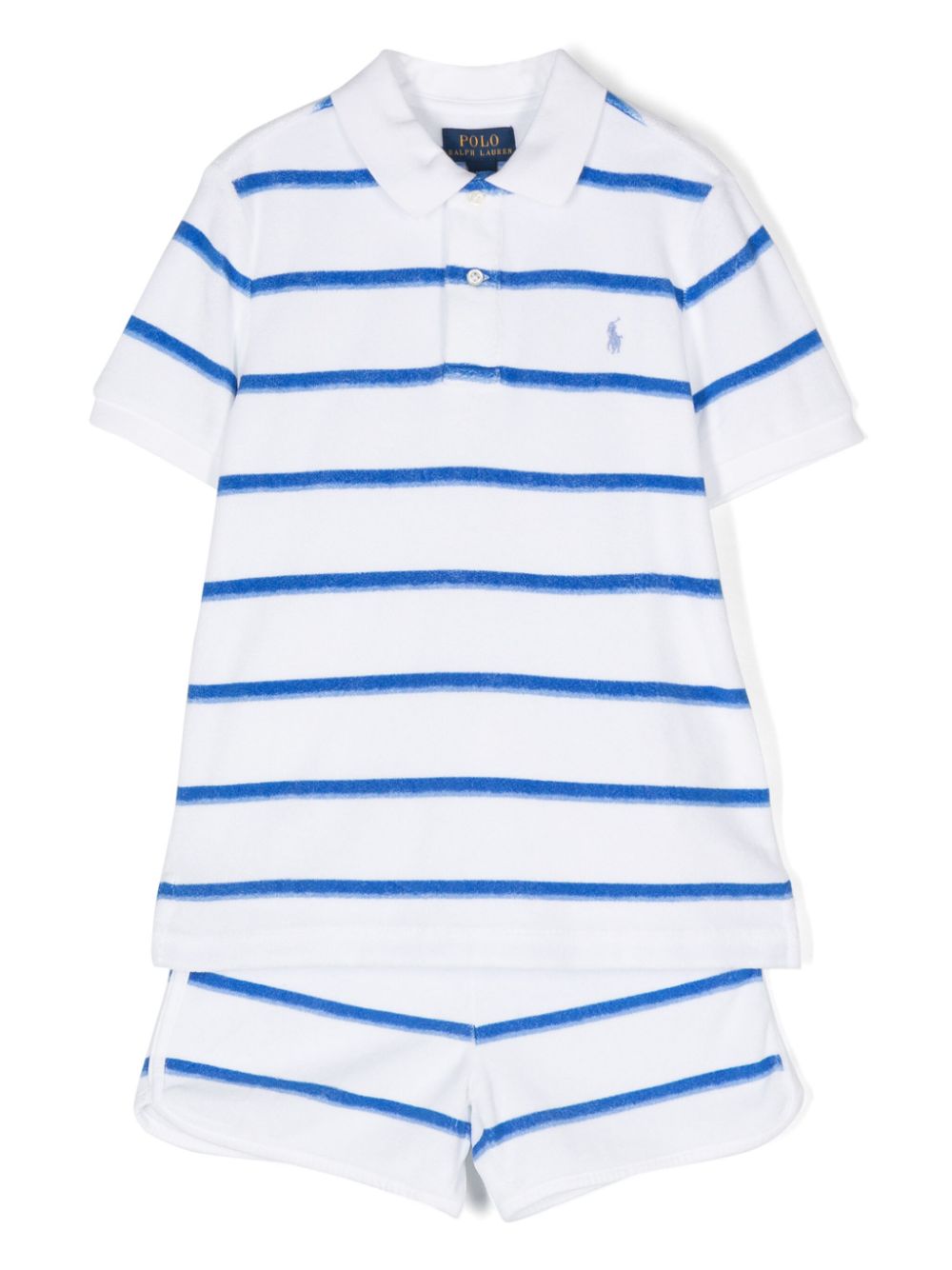 Ralph Lauren Kids striped terry-cloth shorts set Wit