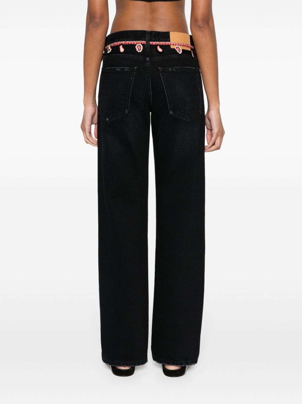 Shop Alanui Inner Energy Straight-leg Jeans In Black