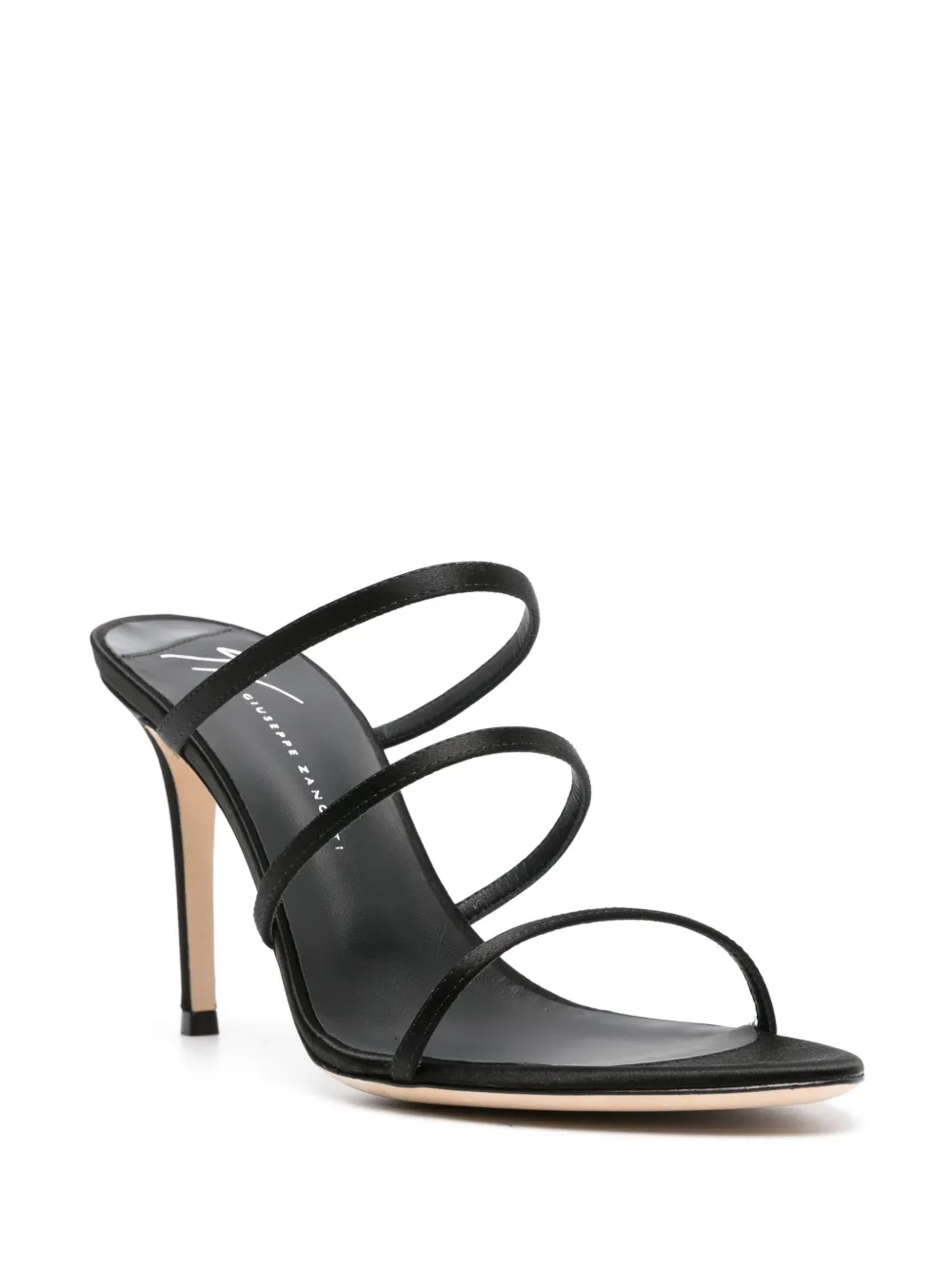 Giuseppe Zanotti Alimha 105 mm satijnen muiltjes Zwart