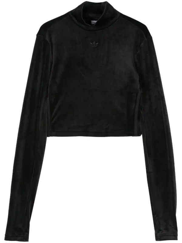 Adidas black velvet top on sale