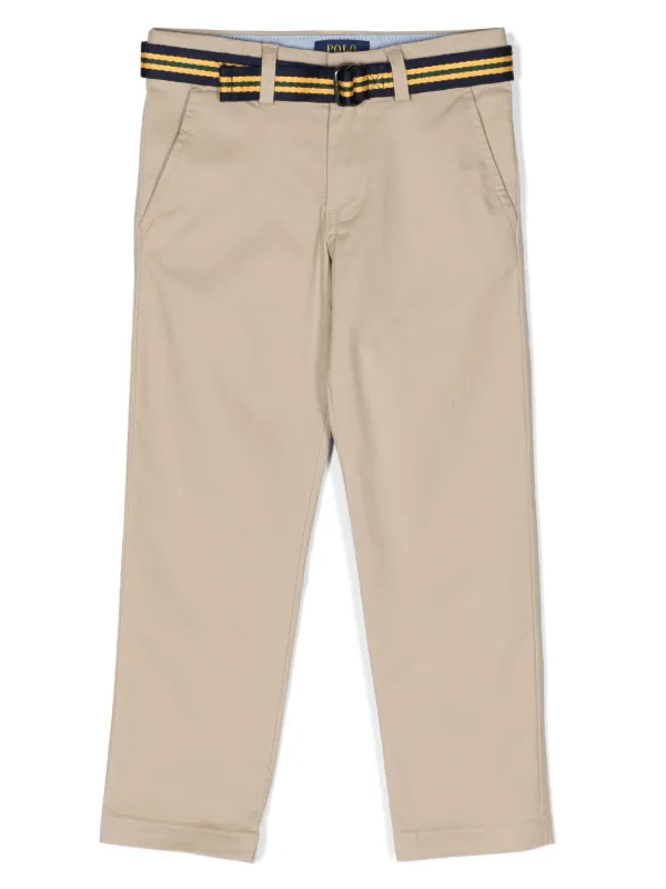 POLO RALPH LAUREN KIDS Belted Slim Chino Trousers | Neutrals