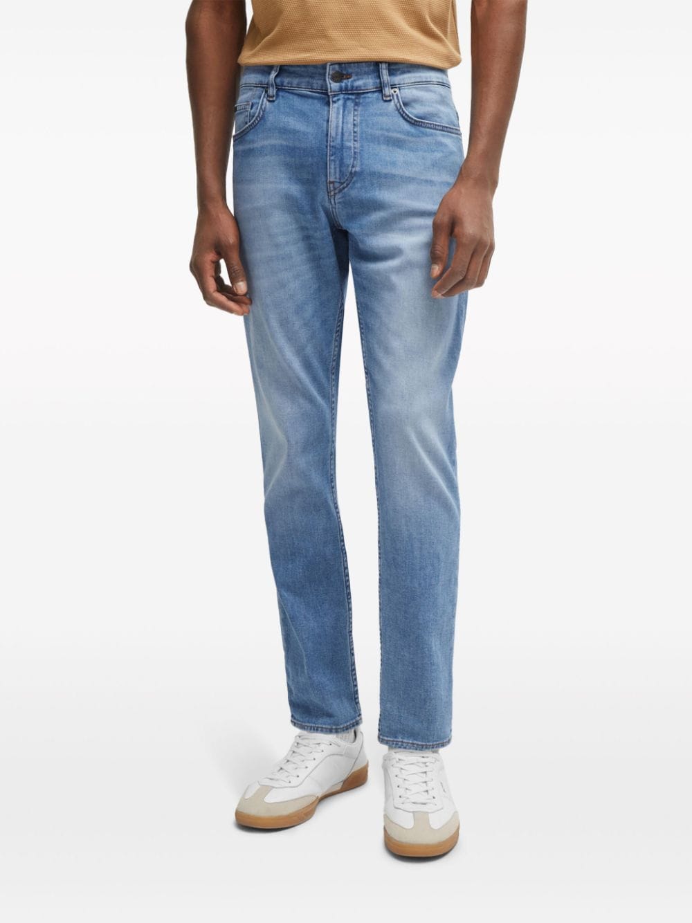 Shop Hugo Boss Slim-cut Cotton Jeans In Blue