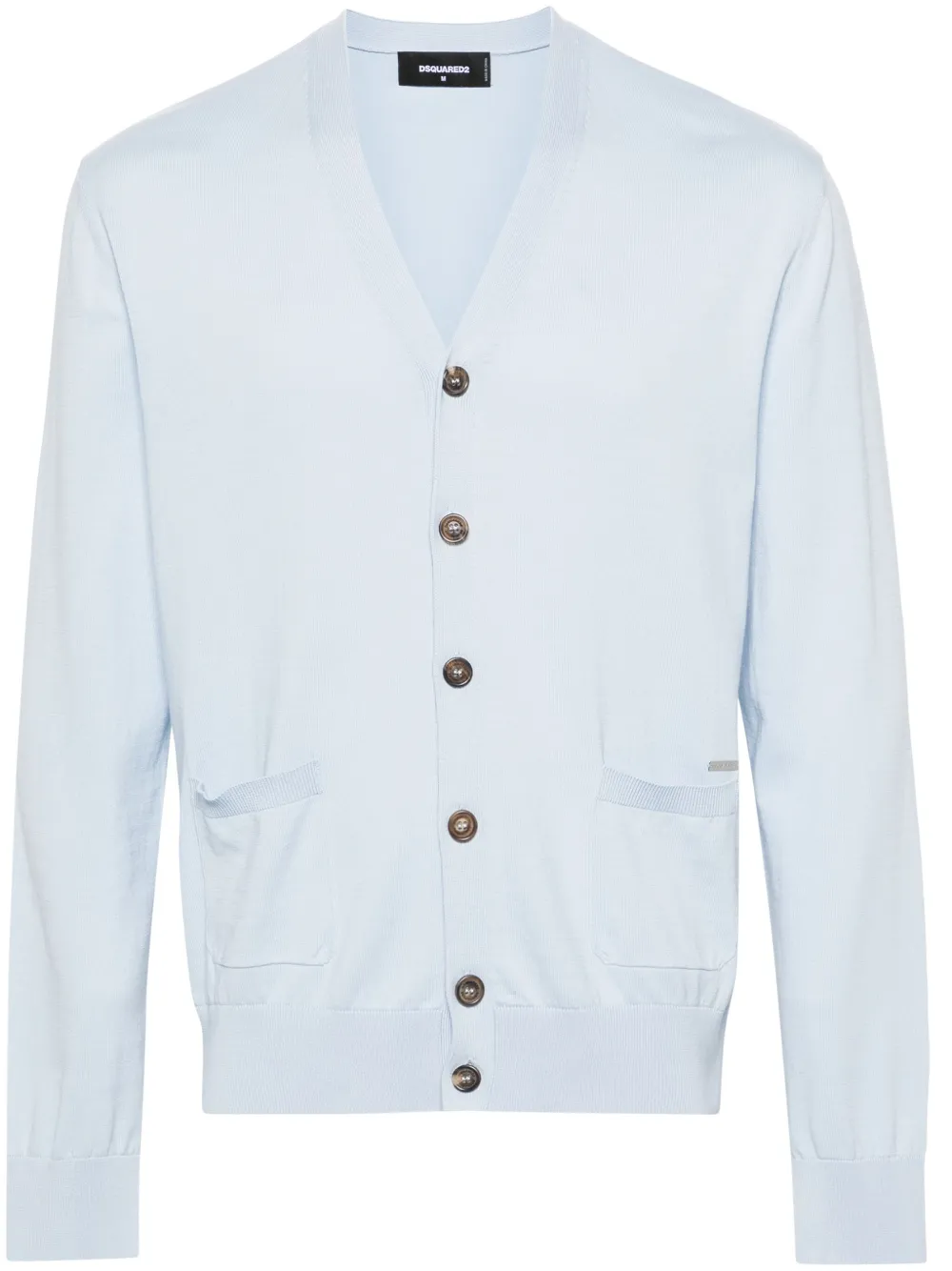 Shop Dsquared2 V-neck Fine-knit Cardigan In Blue