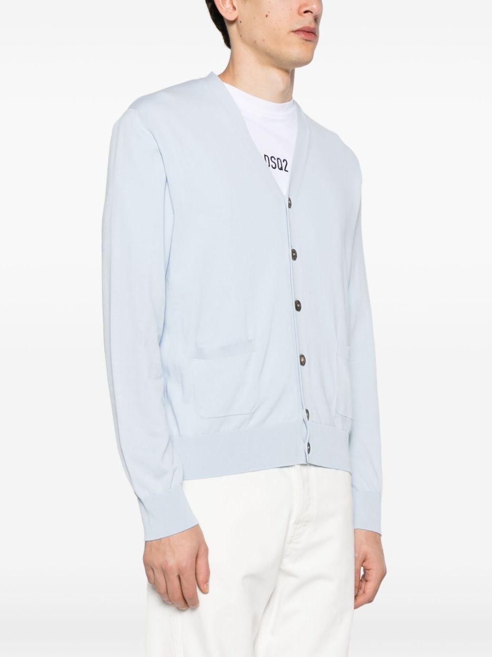 Shop Dsquared2 V-neck Fine-knit Cardigan In Blue