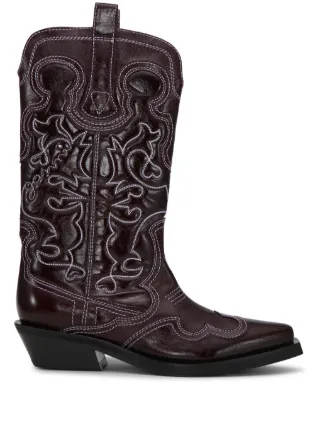 GANNI☆Embroidered Leather Western Boots ブーツ【UK発】 Ganni Embroidered leather cowboy boots GANNI