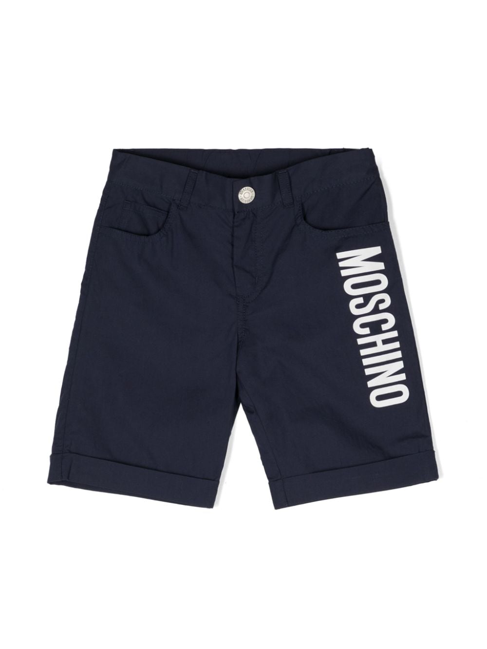 Moschino Kids Katoenen shorts met logoprint Blauw
