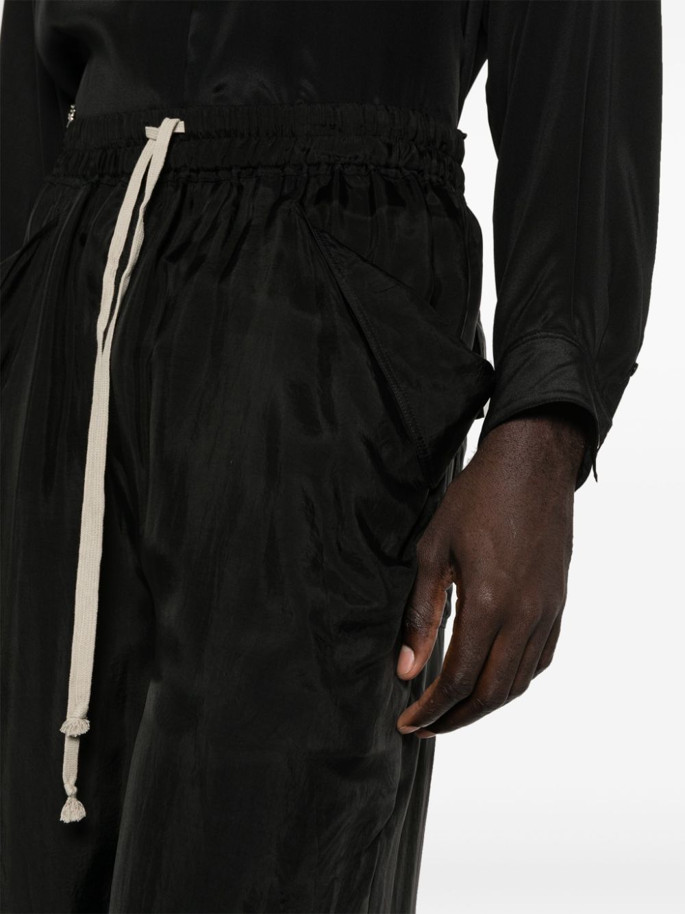 Shop Rick Owens Wide-leg Satin Trousers In Black