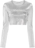 Rabanne gem-logo cropped T-shirt - Silver