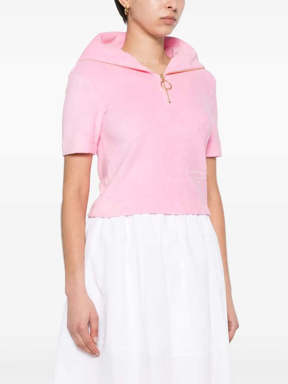 Patou Badstof poloshirt met halve rits Roze