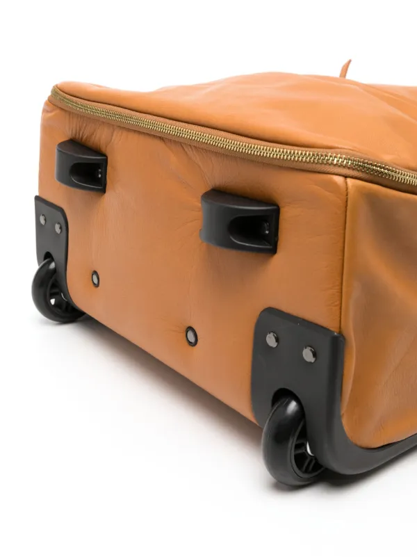 Leather rolling suitcase best sale