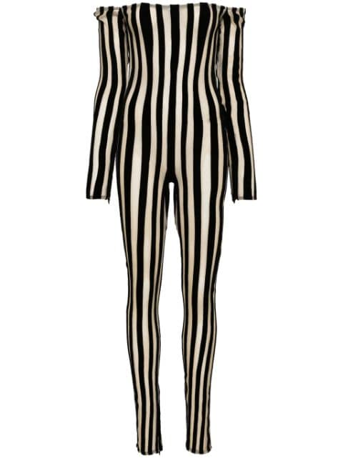 LaQuan Smith striped off-shoulder jumpsuit