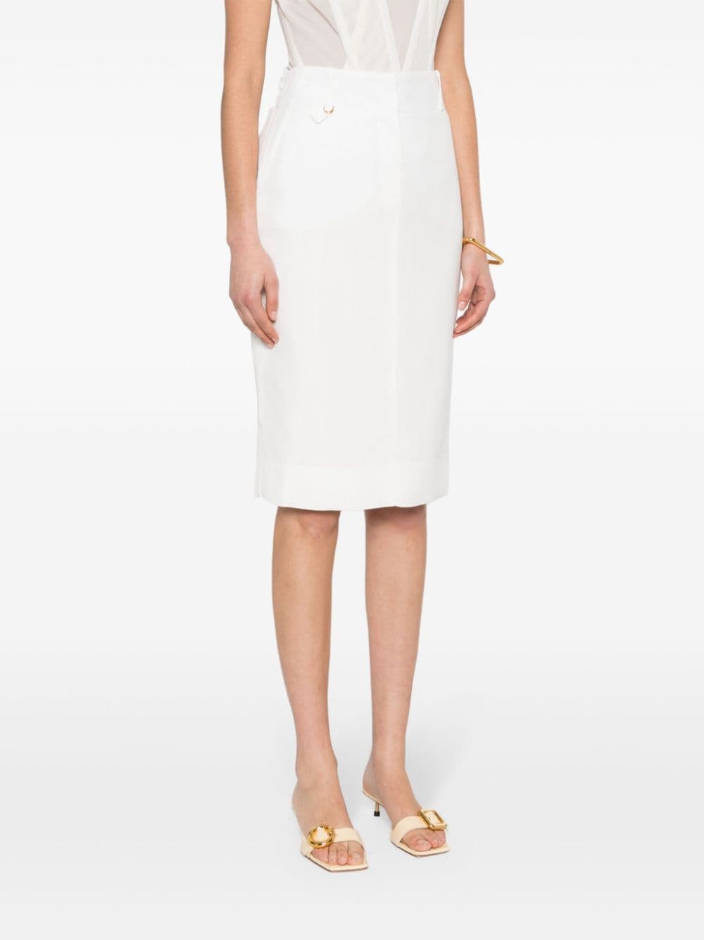 Shop Jacquemus La Jupe Midi Bari Skirt In White