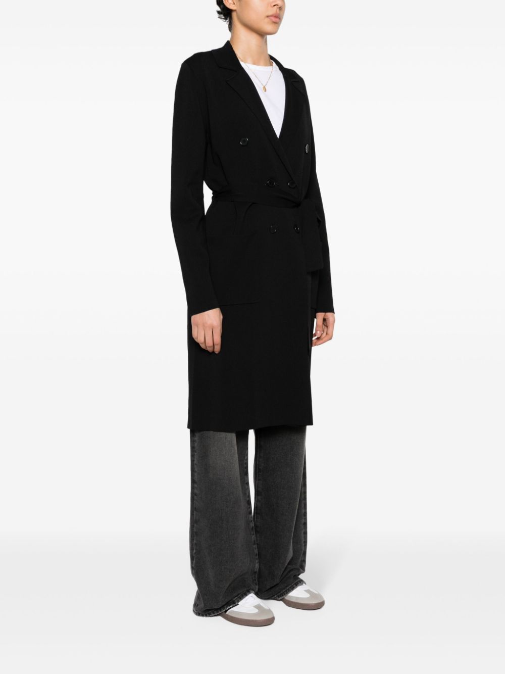 Shop P.a.r.o.s.h Double-breasted Midi Coat In Black