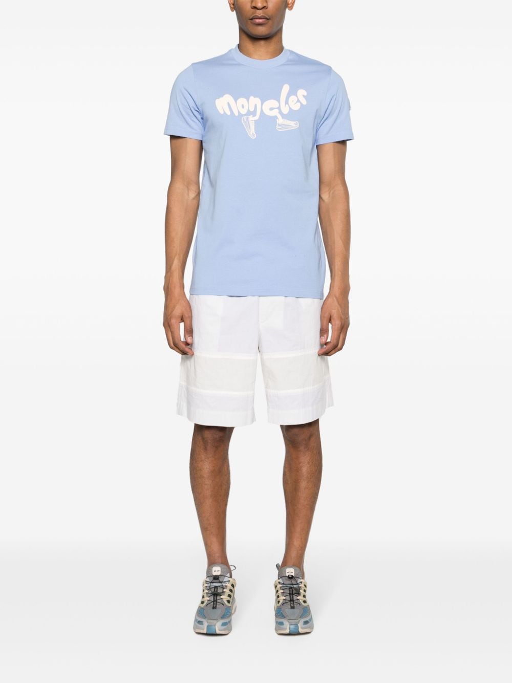 Moncler logo-print cotton T-shirt - Blauw