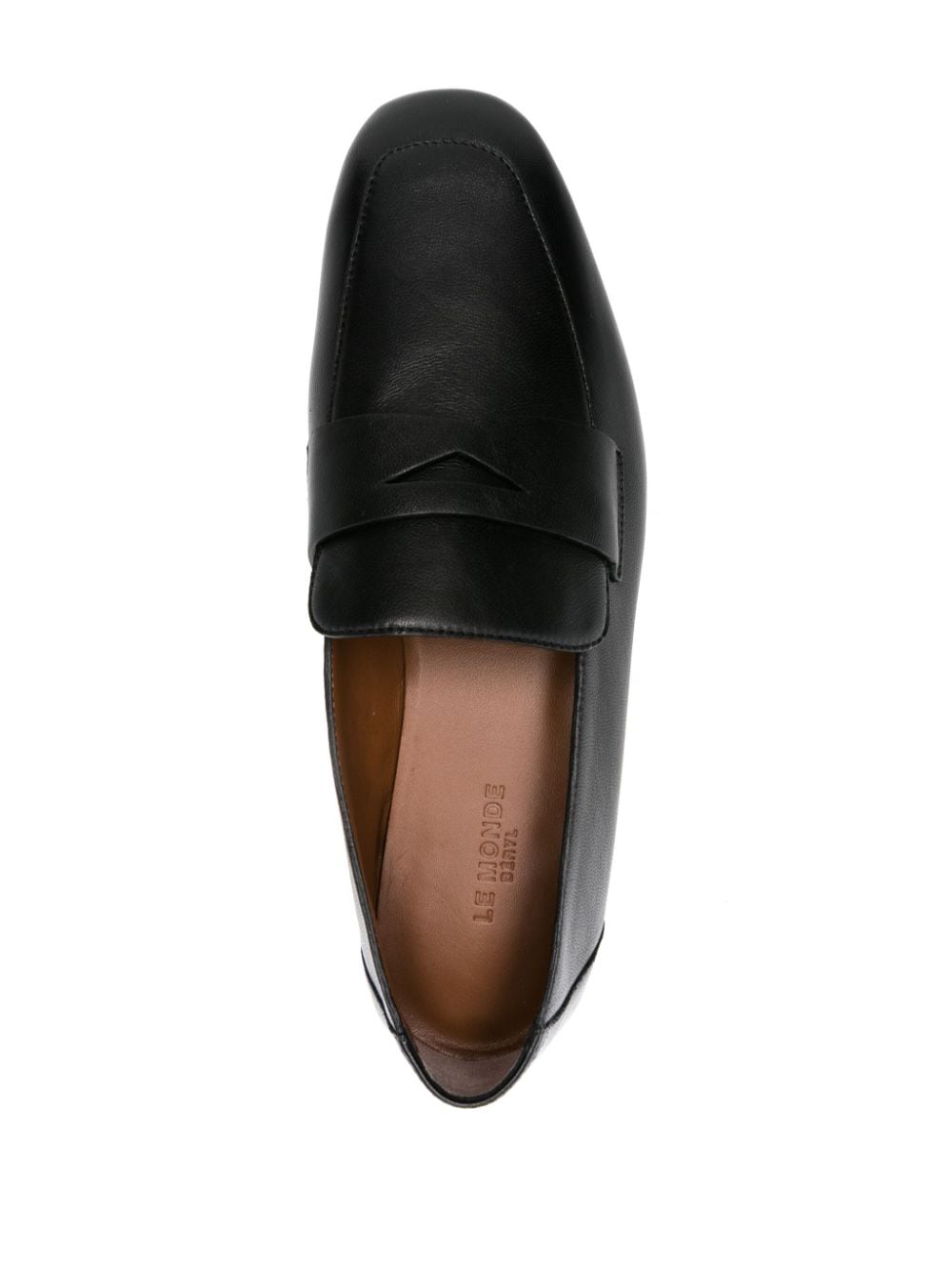 Shop Le Monde Beryl Soft Placket Leather Loafers In Schwarz